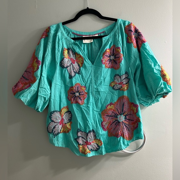Anthropologie Maeve Embroidered Peasant Blouse floral - Picture 7 of 12